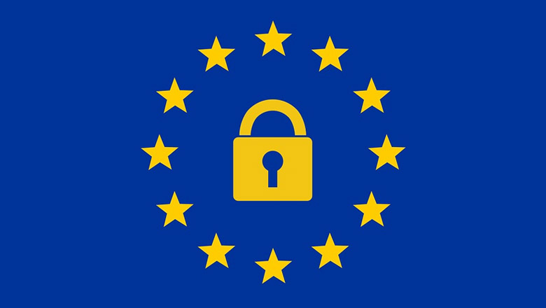 Blue background with a yellow lock and stars forming a circle around the lock